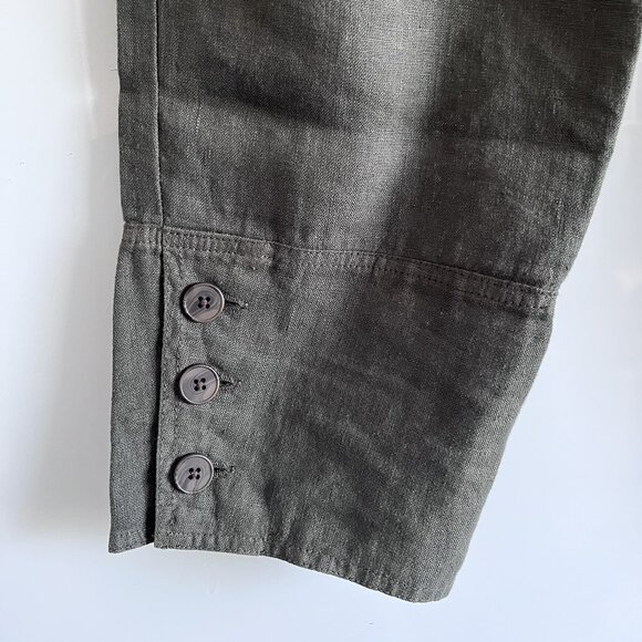Wrap London 100% Linen Tapered Trousers Olive Green Utility Style Size 8 - Picture 4 of 10
